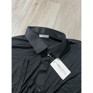 Collars And Co Short Sleeve Button Up Shirt Solid  Black Size 3XL.